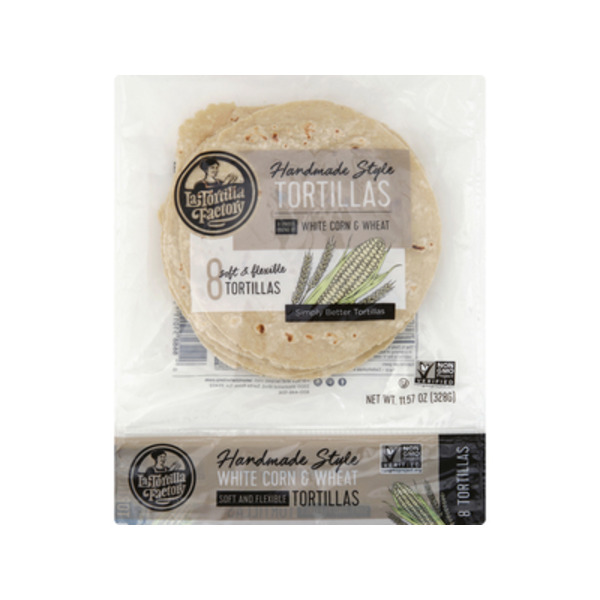 La Tortilla Factory Tortillas, White Corn & wheat, Handmade Style
