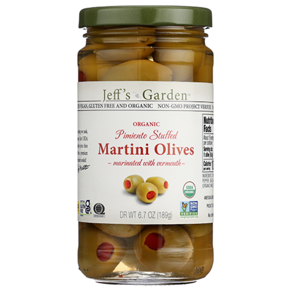Jeff's Garden Organic Pimiento Stuffed Martini Olives
