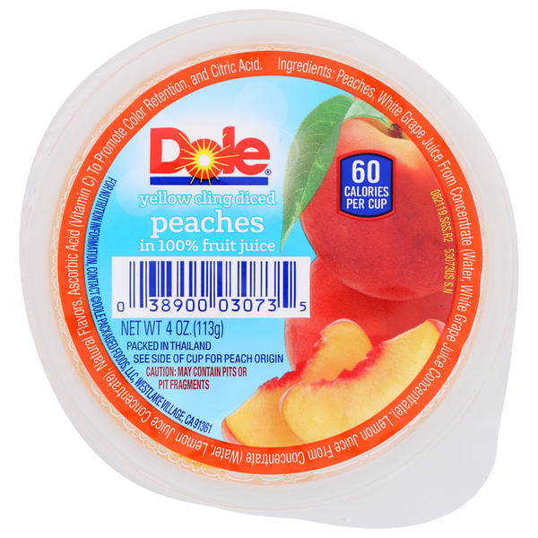 Dole Yellow Cling Diced Peaches In 100% Fruit Juice