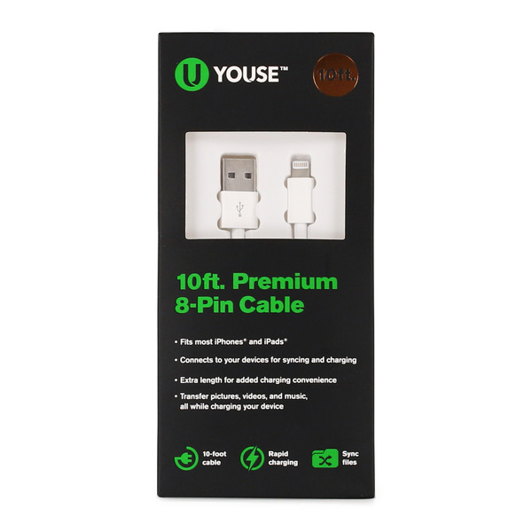 U Youse Premium 8-Pin Charging Cable - White