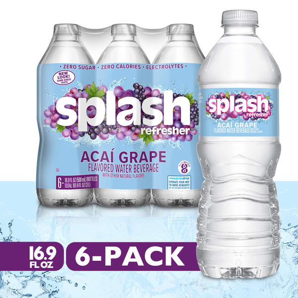 SPLASH BLAST Splash Acai Grape Flavored Water, 16.9 fl oz, 6-pack Plastic Bottles