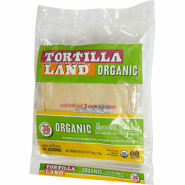 Tortilla Land Organic Uncooked Flour Tortilla, 36-count