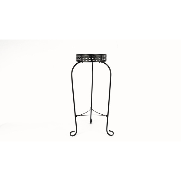 allen + roth 27.36-in H x 14.17-in W black Indoor Round Steel Plant Stand