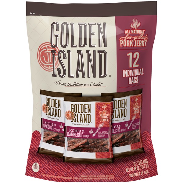 Golden Island Korean Barbecue Flavor Pork Jerky, 18 oz (1.5 oz) Instacart