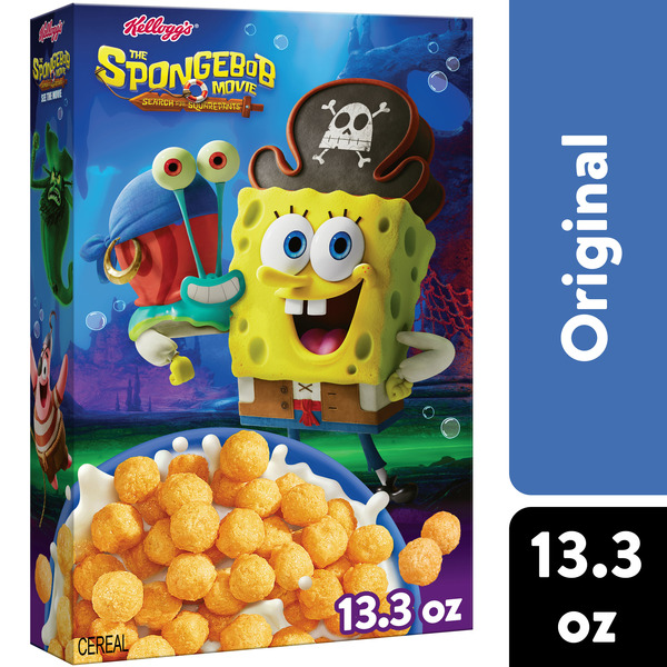 Kellogg's The SpongeBob Movie: Search for SquarePants Breakfast Cereal, Kids Snacks,  Box (1 Box)