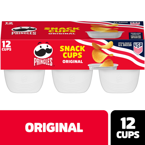 Pringles Snack Cups Original Potato Crisps Chips, Lunch Snacks, Snack Cups, 12 Count