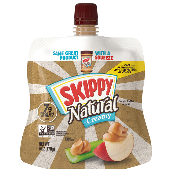SKIPPY Natural Peanut Butter Spread Squeeze Pack, 6 OZ