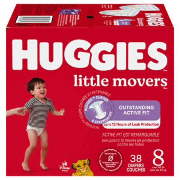 Huggies Little Movers Baby Diapers, Size 8 (46+ lbs)