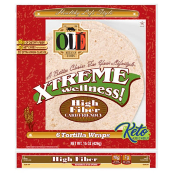 Ole Xtreme Wellness High Fiber 10" Flour Tortillas Keto Friendly