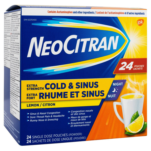 NeoCitran Extra Strength Cold & Sinus Single Dose Pouches 24-count