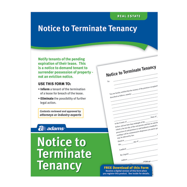 Adams Notice to Terminate Tenancy Form - White - 8.5" x 11"