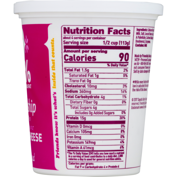 Friendship Dairies 1 Milkfat Lowfat Cottage Cheese Small Curd 16