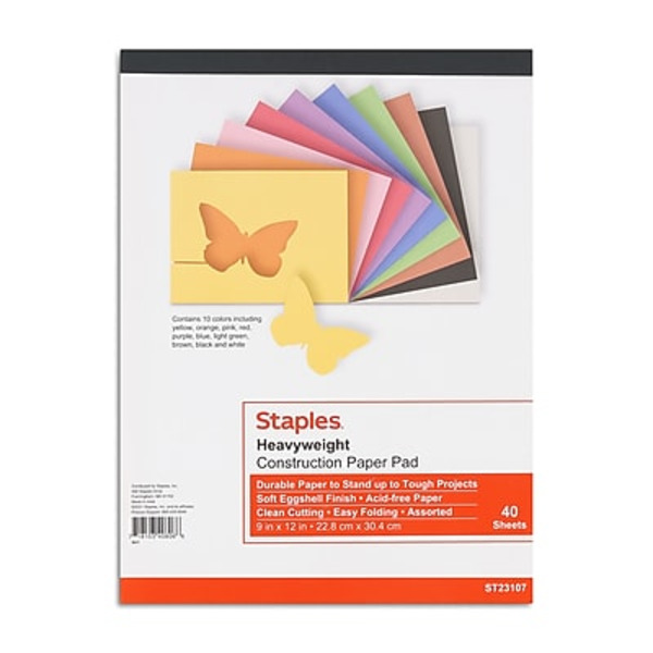 Norcom 9" x 12" Assorted Heavyweight Construction Paper Pad