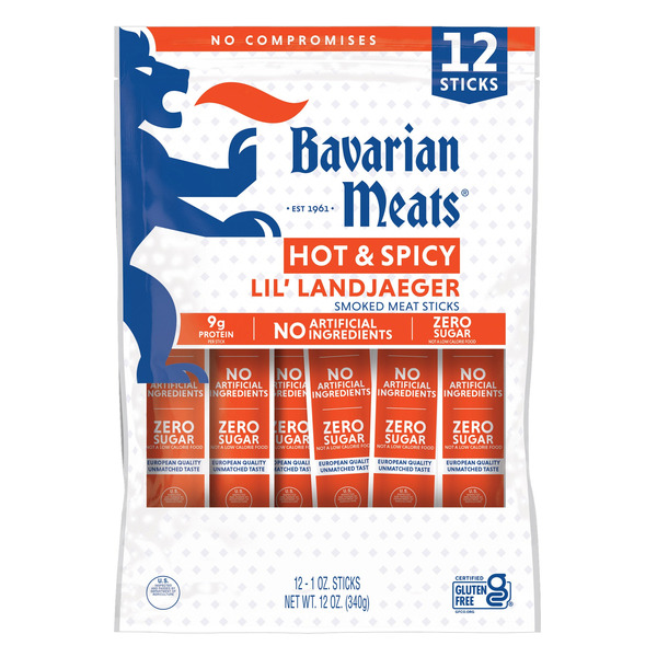 Bavarian Meats Hot & Spicy Lil' Landjaeger Smoked Meat Sticks, 1 oz, 12-count