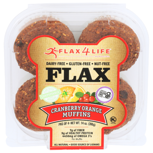 Flax4life Cranberry Orange Flax Muffins 4 Pack Same-Day Delivery