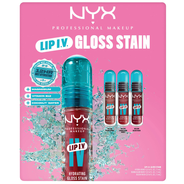 NYX Professional Makeup Lip IV Hydrating Gloss Stain 0.16 fl oz Set, 3 Shades