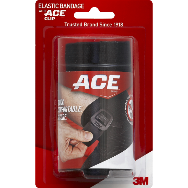3M Ace Black Elastic Bandage with Brand Clip, 0.175lb Same-Day
