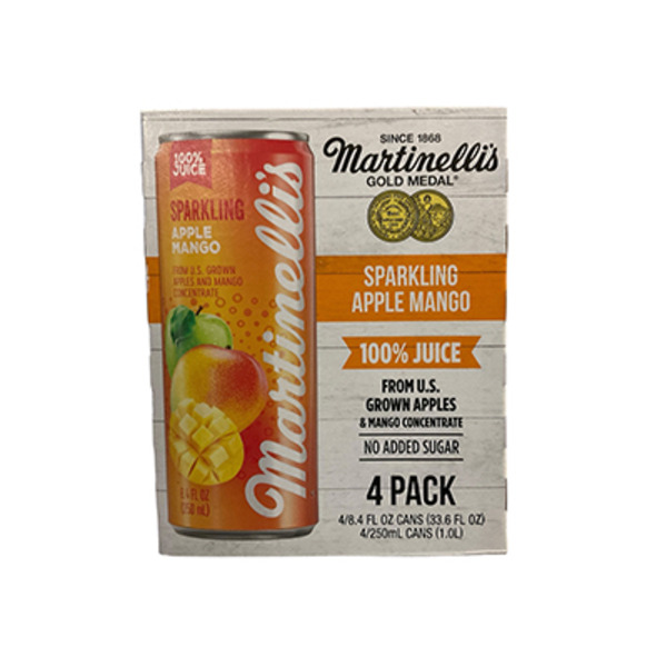 Martinelli's 100% Juice, Apple Mango, Sparkling, 4 Pack
