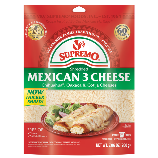V&V Supremo Shredded Mexican 3 Cheese Blend; Chihuahua
