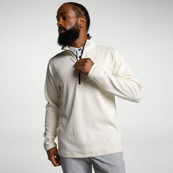 VRST Men's Element Textured 1/4 Zip Golf Pullover, M - Cream