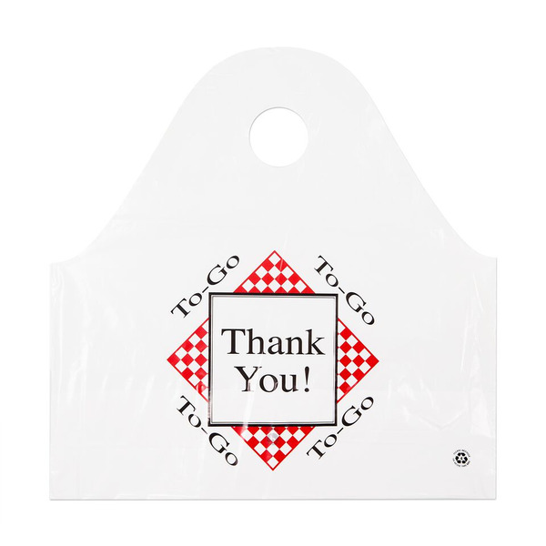 Thank You Plastic Take Out Bags, White with Red , 19x10x19, 1mil - 250/cs