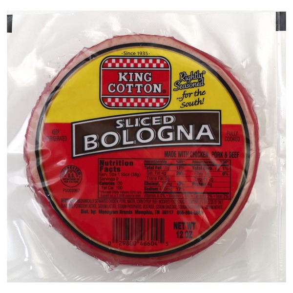 King Cotton Bologna, Sliced (12 oz) Instacart