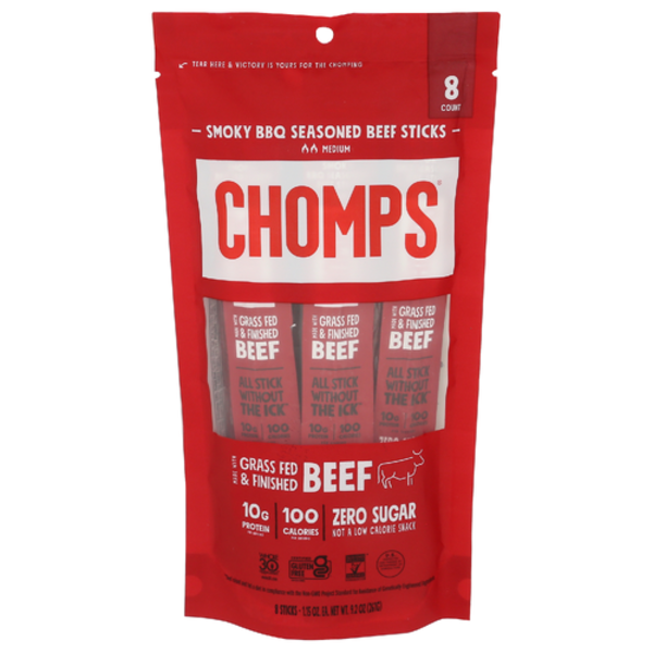 Chomps Smoky BBQ Seasoned Beef Stick 8 Pack
