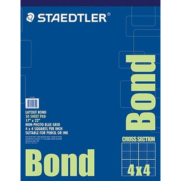 STAEDTLER 17" X 20" White With Blue Grid Translucent Cross Section Bond Paper