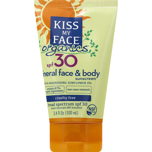 kiss my face organics face & body mineral sunscreen spf30