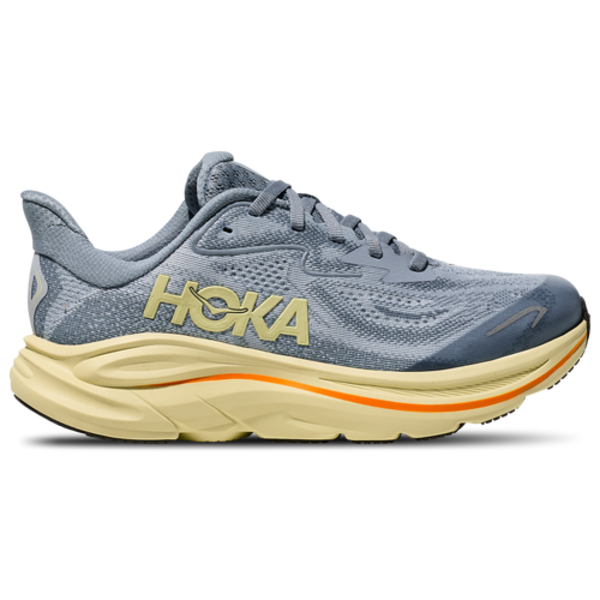 HOKA Boys' Clifton 10 Grade School Running Shoes, Size 4 - Yellow/Blue