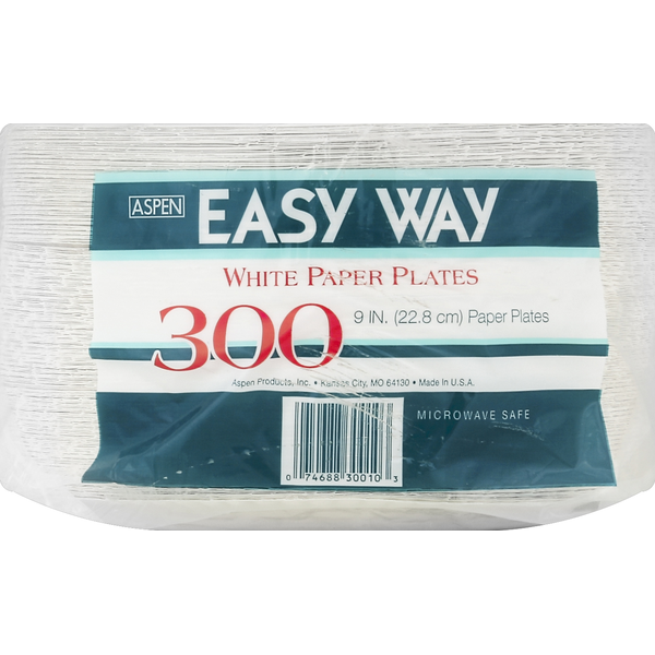 Aspen Paper Plates, White, 9 Inch (300 each) Instacart