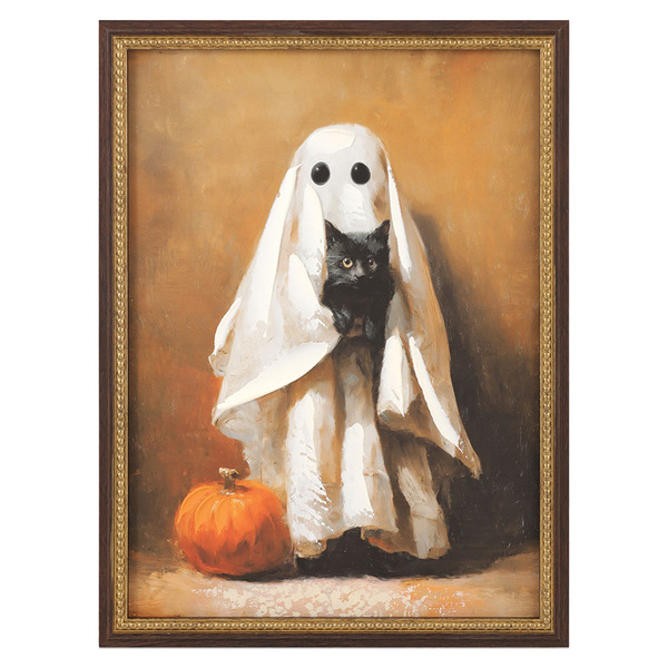 The Halloween Collection Framed Wall Art, Ghost w Cat Same-Day