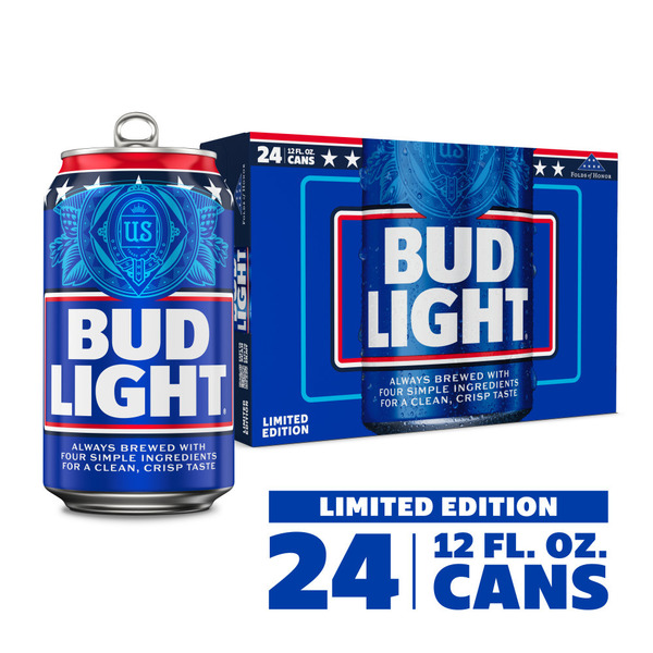 Bud Light American Lager Beer 24 Pack, 12 Fl Oz Cans Same-Day