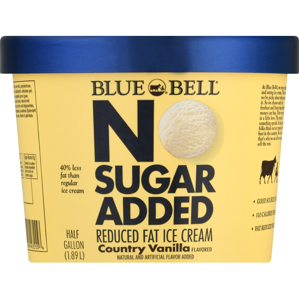 Blue Bell Ice Cream No Sugar Added Reduced Fat Country Vanilla