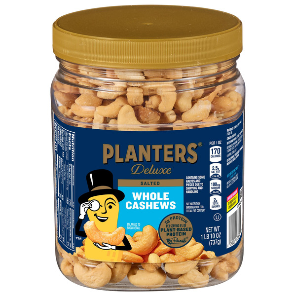 Planters 5g Plant Based Protein Fancy Whole with Sea Salt Cashews