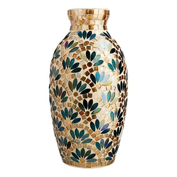 At Home Green Fan Mosaic Vase, 12"