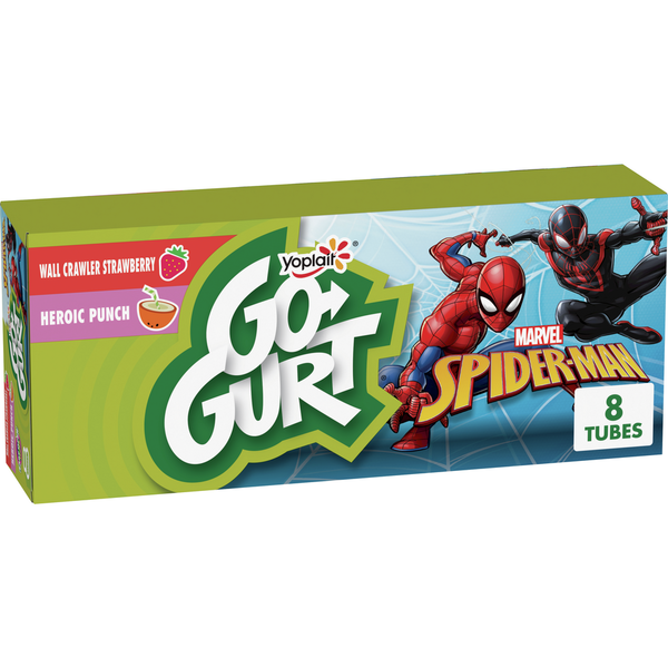 Go-Gurt Marvel Wall Crawler Strawberry and Heroic Punch Kids Yogurt Tubes
