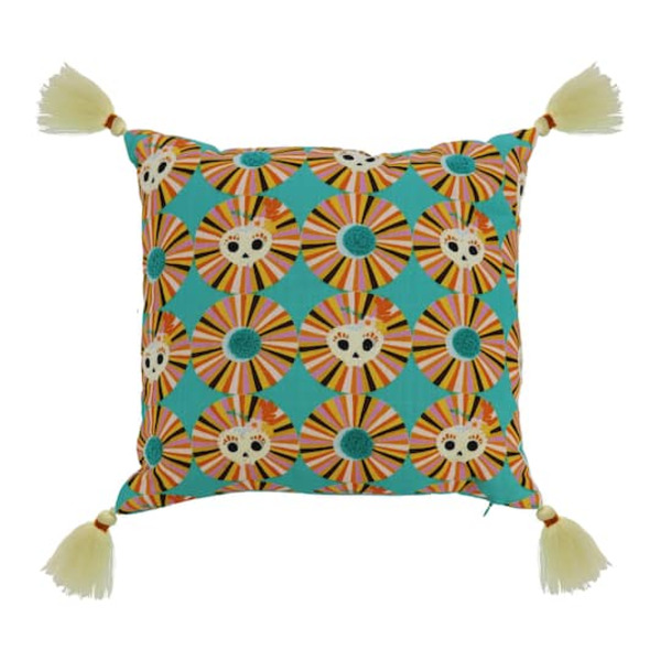 Ashland Geometric Floral Skull Tassel Pillow
