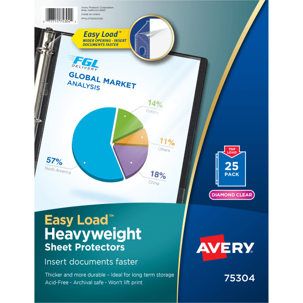 Avery Heavyweight Top-Load Sheet Protectors - Diamond Clear - 8 1/2" x 11"