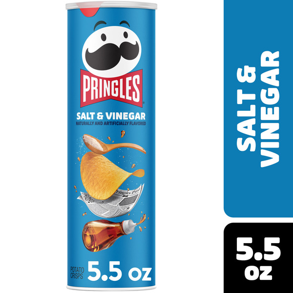 Pringles Salt and Vinegar Potato Crisps Chips, Lunch Snacks, 5.5 oz
