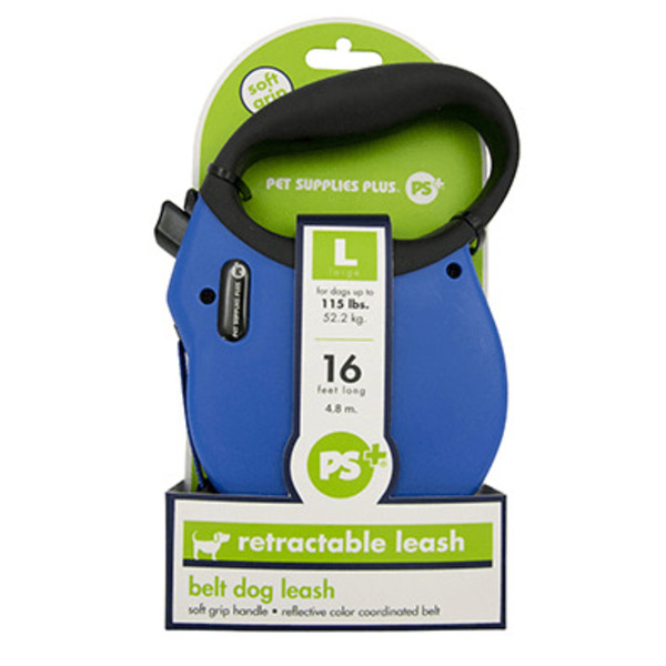 Play On Soft Grip Retractable Dog Lead, Large - Blue