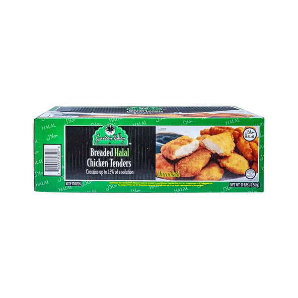 Garden Valley Breaded Halal Chicken Tenders, Uncooked - 10 lbs