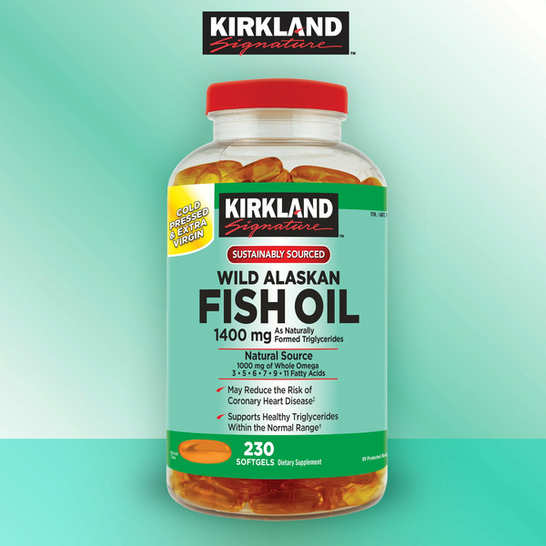 Kirkland Signature Wild Alaskan Fish Oil 1400 mg Softgels, 230 ct
