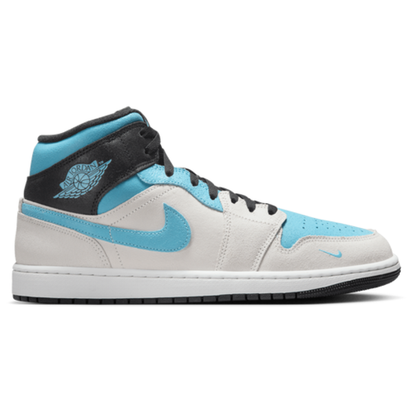 Jordan Men's Air Jordan Retro 1 Mid SE Casual Shoes, Size 10.5 - Summit White/Blue Chill/Black