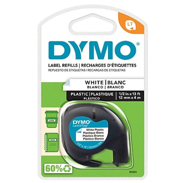 DYMO Label Refills Recharges, White, Plastic
