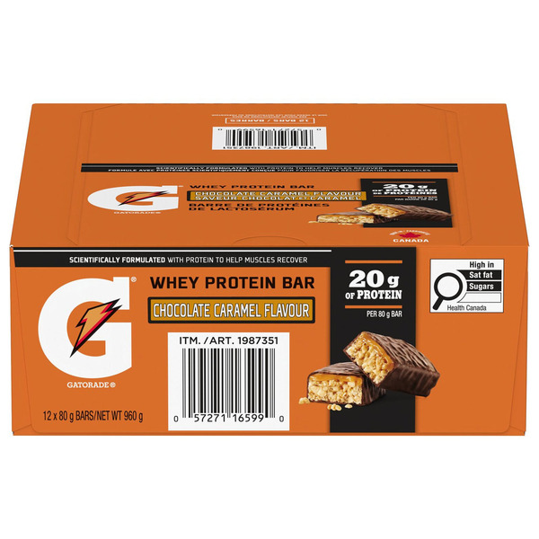 Gatorade Chocolate Caramel Whey Protein Bars 12 x 80 g