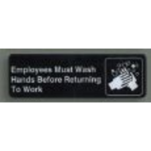 Sign: Employees Must Wash Hands, Black, 3x9"