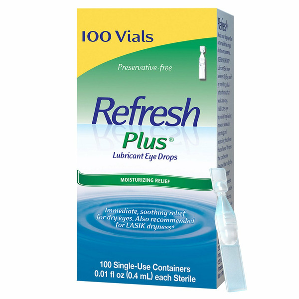 Refresh Plus  Lubricant Eye Drops, 100 Single Use Vials