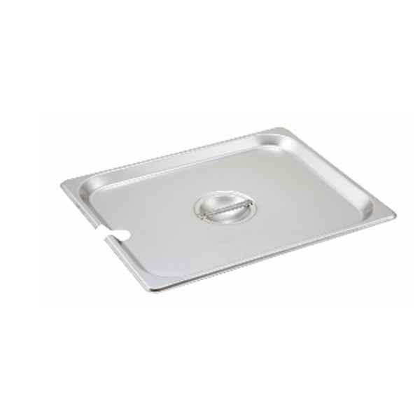 Winco - 18/8 Stainless Steel Steam Pan Cover, Slotted, Half Size, 12.81" x 10.44" x 1.25" - 1 Ct.
