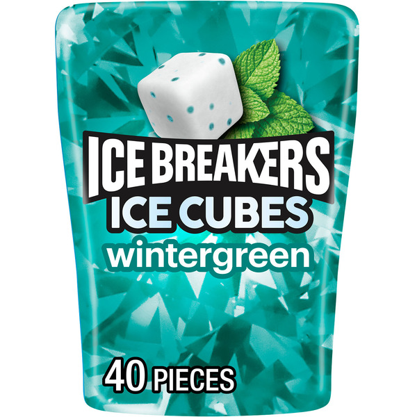 ICE BREAKERS Ice Cubes Wintergreen Flavored Sugar Free Chewing Gum Bottle,  3.24 oz (40 Pieces) Same-Day Delivery or Pickup